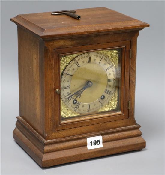 A walnut cased mantel clock height 25.5cm